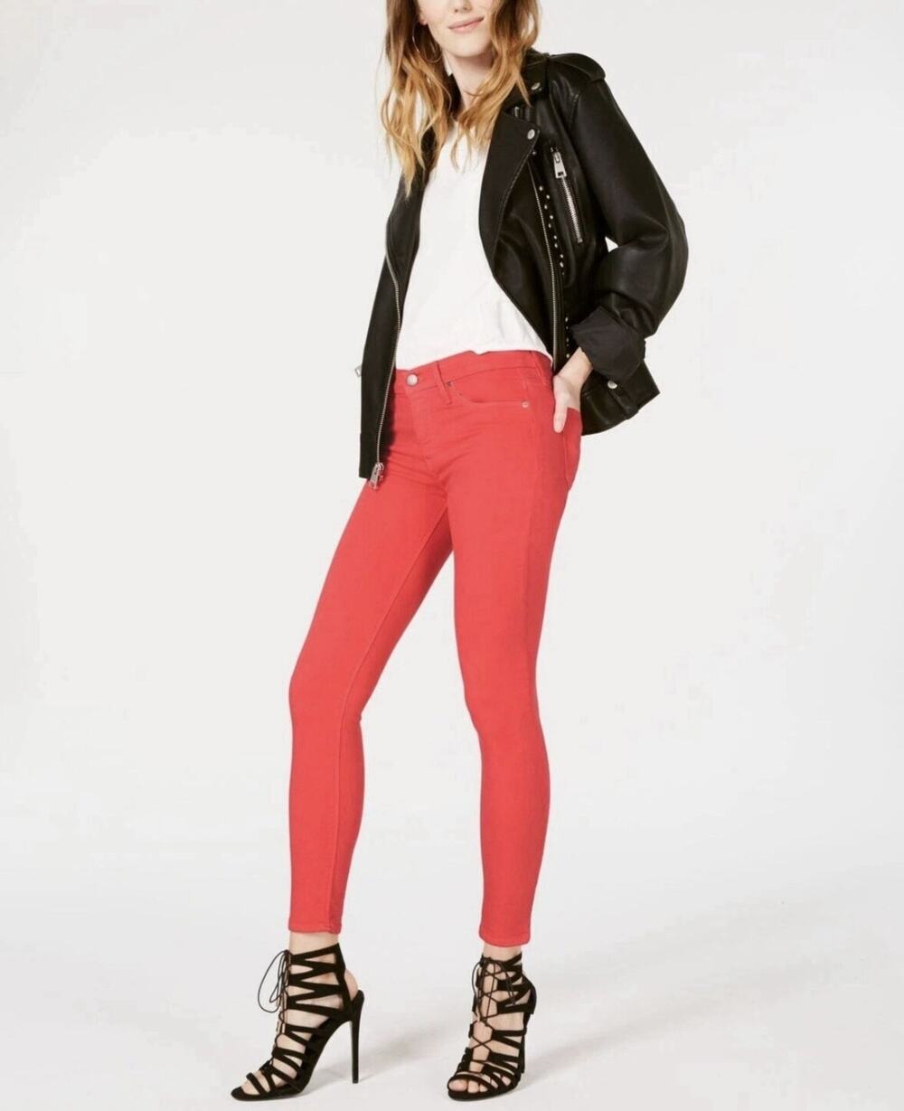 Hudson Colette Womens Size 26 Coral Skinny Jeans Mid Rise Stretch Cropped USA